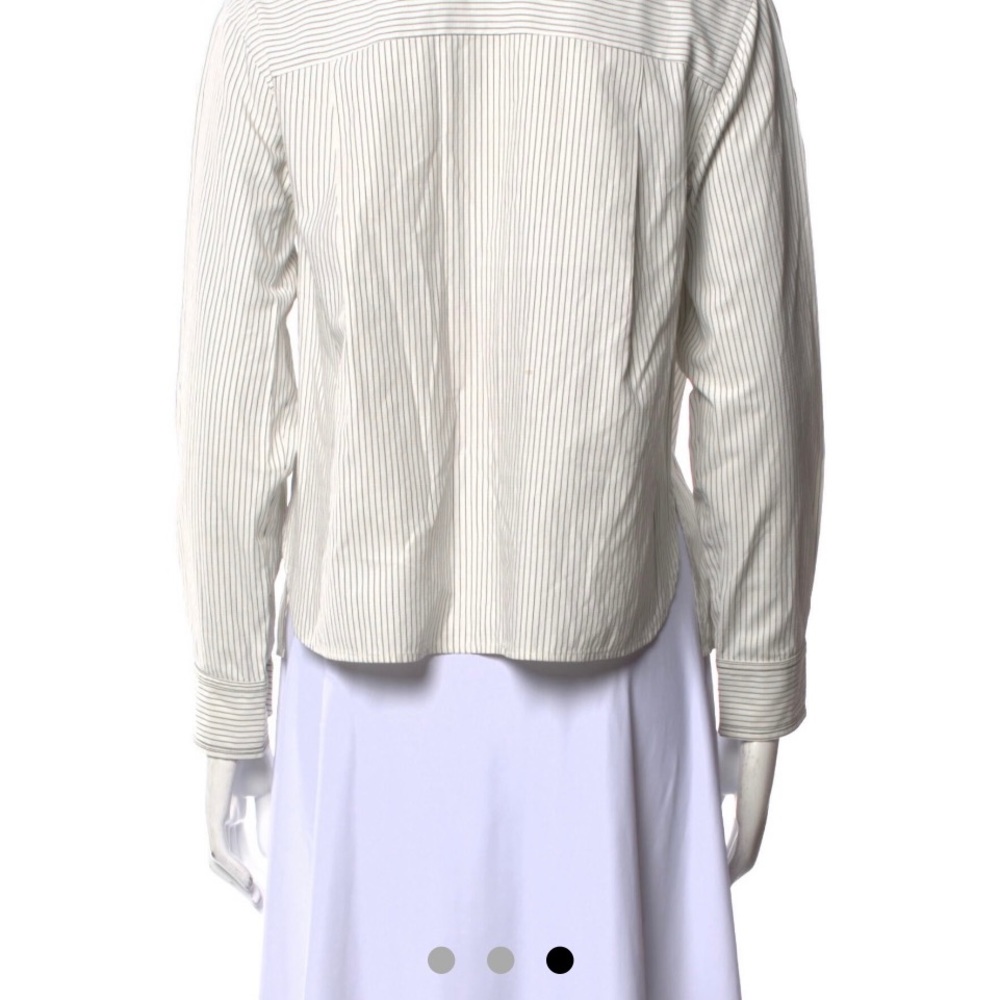 Ganni White Satin Floral Blouse with Lavender Accents